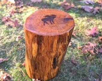Taburete de tronco de alce de roble macizo