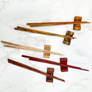 Handmade Exotic Hardwood Chopsticks with Matching Rest: Japanese Style