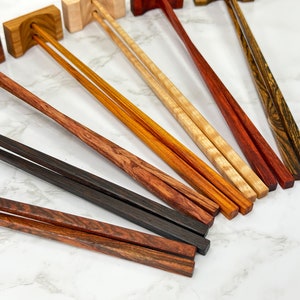 Handmade Exotic Hardwood Chopsticks with Matching Rest