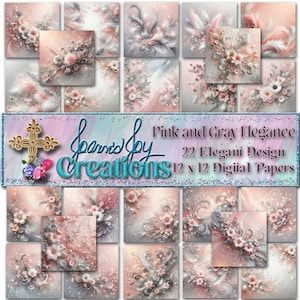 Pink and Gray Elegance digital collection - Elegant 3D design digital pattern papers in shades of pink and gray.   High quality PNG files.