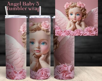 Angel Baby Tumbler Wrap: #3 Sublimation Design (JPEG, PNG)