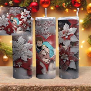 Sublimation Wrap-The Heart of CHRISTMAS- Weihnachts-Tumbler-Wrap, der die Bedeutung von Weihnachten zeigt. Hochwertige JPEG- und PNG-Dateien.