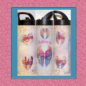 I Believe in Angels Tumbler: Sublimated 20 oz Skinny Tumbler
