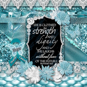 Ovarian Cancer Awareness Tumbler Wrap: Teal Ribbon Design (Digital Download)