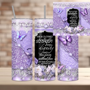 Lavender Cancer Awareness Ribbon 20oz Tumbler Wrap (JPEG, PNG)
