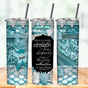 Ovarian Cancer Awareness sublimation tumbler.  Choice of 20 oz skinny tumbler or 20 oz water bottle. Show her your support.