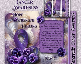 Pankreas Cancer Awareness Tumbler Wrap: Hoffnung, Frieden, Komfort (JPEG, PNG)