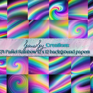 24 Iridescent Pastel Rainbow 12 x 12 Digital Papers - Beautiful pastel glittered backgrounds. High quality JPEG and PNG files