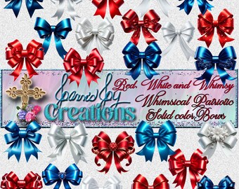 Red White & Blue Bow Clipart: Patriotic PNG Files (Digital Download, 4x4in