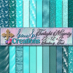 TWILIGHT MAJESTY - Beautiful shades of teal 12 x 12 digital papers coordinates w/ original swirl papers of the collection.  Quality JPEG