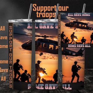 Support Our Troops Tumbler Sublimation Wrap (JPEG, PNG)