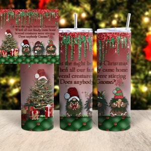 Gingerbread Gnome Christmas Tumbler Wrap: Night Before Christmas (JPEG, PNG)