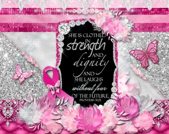 Breast Cancer Awareness Tumbler Wrap: Strength & Hope Design (Digital Download)