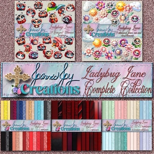 Ladybug Lane complete digitale collectie - grillige 12 x 12 papiersoorten, lieveheersbeestjes, bloemen en meer. Scrapbooking, sublimatie, clipart, digitaal
