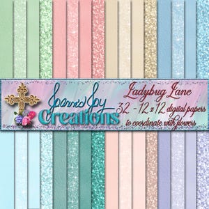 Collection Ladybug Lane - Pack de papier numérique assorti aux fleurs.  Fichiers JPEG de haute qualité.  Scrapbooking, sublimation.  JPEG de haute qualité