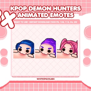 Trio Huntrix Animated Emotes GIF – Rumi, Zoey & Mira Biting Hand | Kpop Demon Hunters