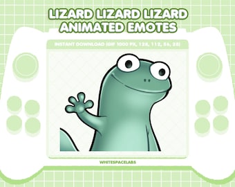 Geanimeerde emote GIF: hagedis raakt knop: grappige meme Twitch/Discord