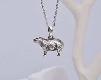 Capybara Coconut Dog Sterling Silver Necklace