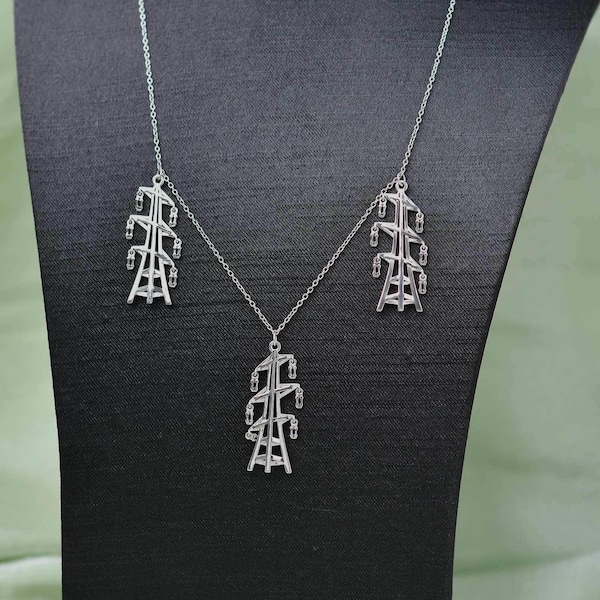 Powerlines Sterling Silver Necklace Serial Experiments Lain Inspired