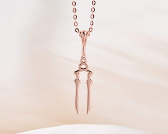 Lance de Longinus Neon Genesis Inspiré Collier pendentif en argent sterling plaqué or rose