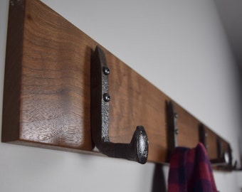 5 ft Black Walnut Rail Road Spike Coat Rack