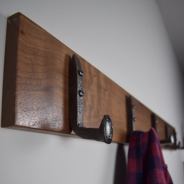 5 ft Black Walnut Rail Road Spike Coat Rack