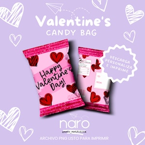Valentines Chip Bag, afdrukbare Valentijnsdag snoepzak