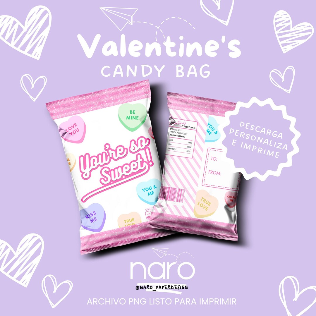 Valentines Chip Bag, Printable Valentine's Day Candy Bag - Etsy