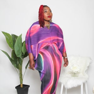 Luxury Unique Multicolored Women&#39;s Pleated Dress