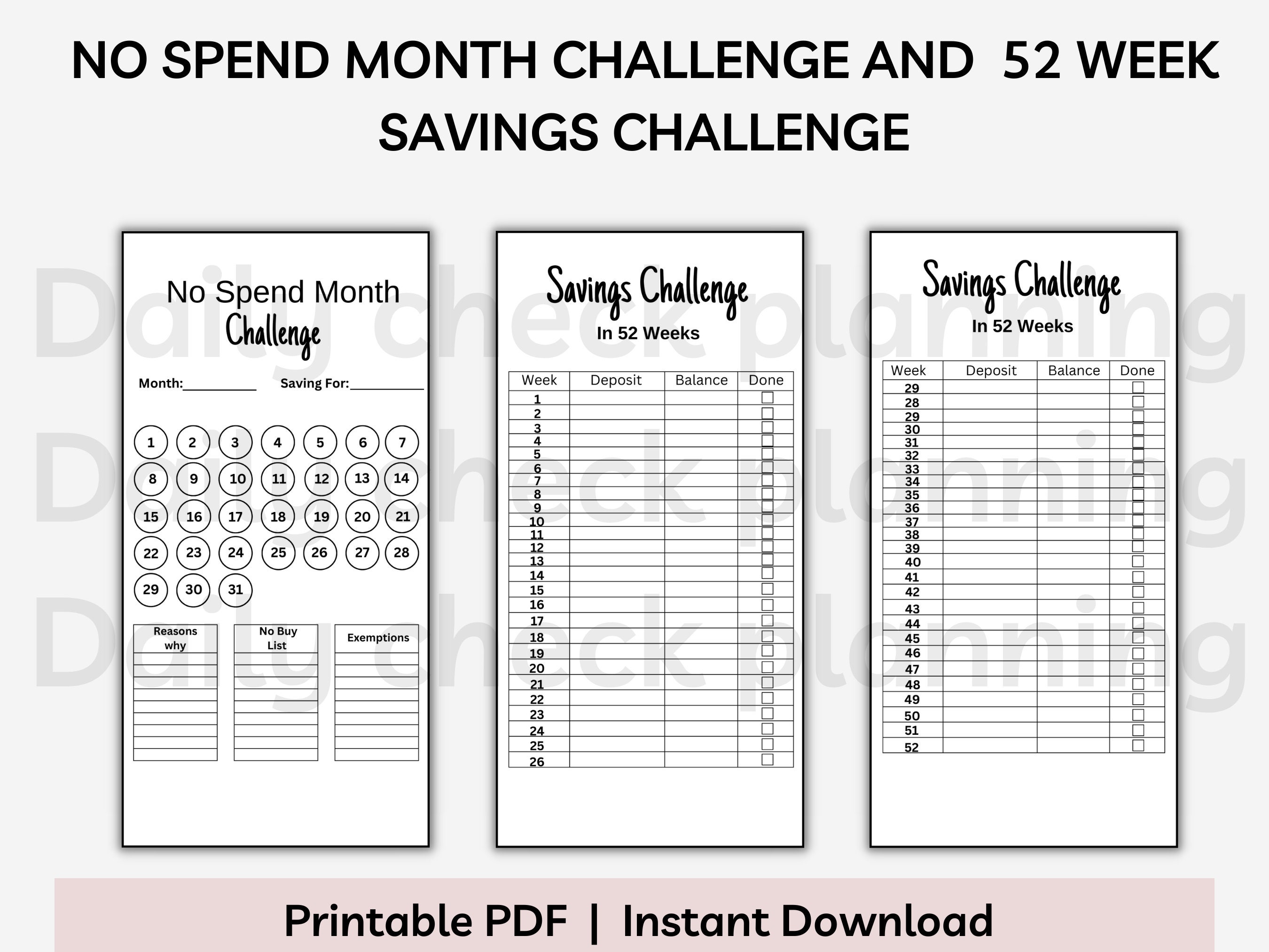 A6 3x6 Money Saving Challenge Bundle, Printable or Digital Pdf. Set of ...