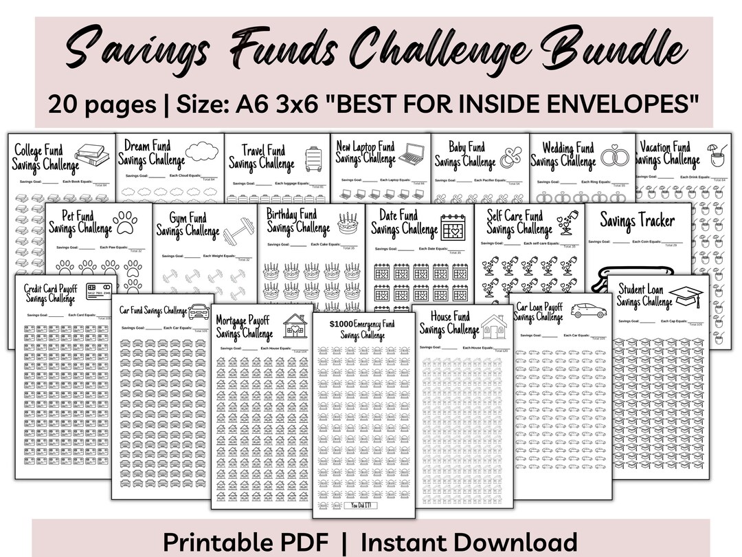 A6 3x6 Savings Fund Challenge Bundle Printable Savings Challenge ...
