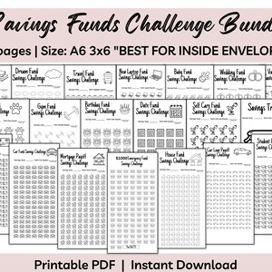 A6 3x6 Savings Fund Challenge Bundle Printable Savings Challenge ...