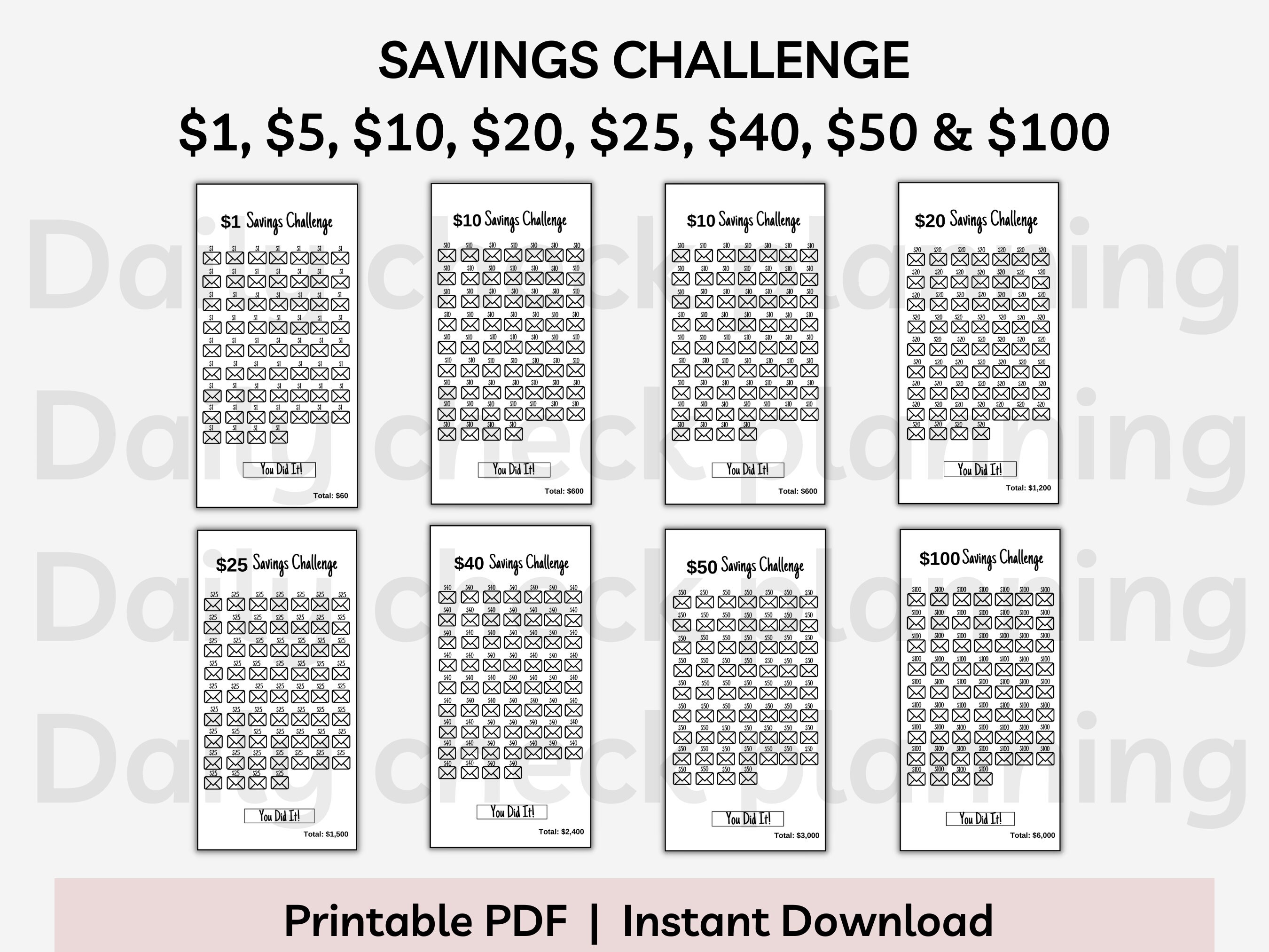 A6 3x6 Money Saving Challenge Bundle, Printable or Digital Pdf. Set of ...