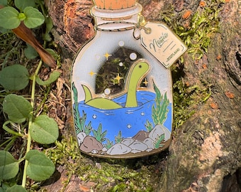 Nessie Cryptid Terrarium Enamel Pin 2” -  Lochness Monster