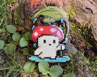 Mushroom with Umbrella Enamel Pin – 2" (Sproutlings)