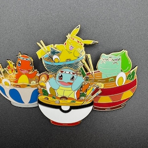 Juego de pines esmaltados de tazón de ramen de Pokémon (juego de 4) • Pines de esmalte duro de 2,25"
