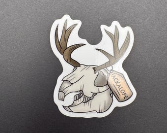 Jackalope Skull 3" Glossy Sticker