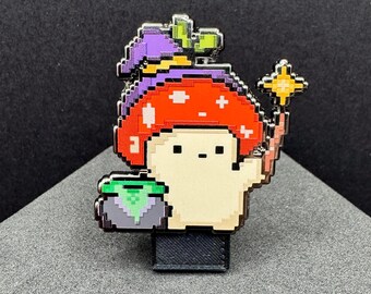 Pin esmaltado de hongo Pixel Wizard - Serie Sproutling - 1,5 pulgadas