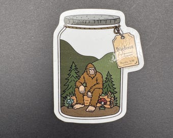 Bigfoot Cryptid Terrarium 3" Glossy Sticker