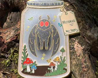 Mothman Cryptid Terrarium Enamel Pin 2" (Cryptidrarium Series)