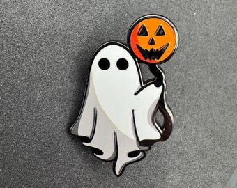 Pin de esmalte de fantasma con globo - 3,8 cm - Halloween