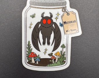 Mothman Cryptid Terrarium 3" Glossy Sticker