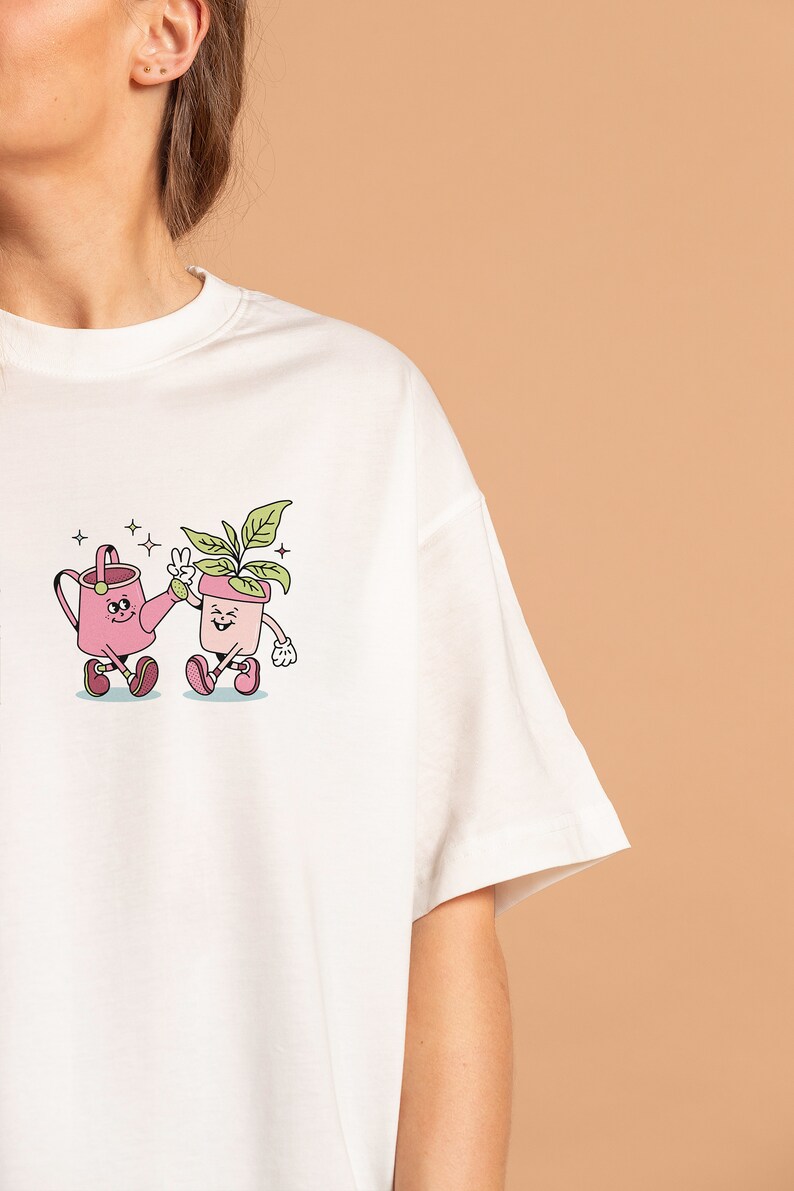 Växt PNG, SVG, digital sublimeringsfil, retro karaktärsdesign, trendig T-shirtdesign, groovy retro estetik, trendig retro växt clipart bild 2