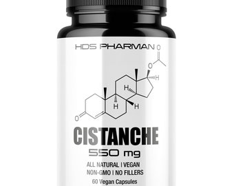 Cápsulas de Cistanche 550 mg Extracto limpio Suplemento natural de Cistanche Tubulosa Alta potencia Polvo de Cistanche 20 x más fuerte Vegano