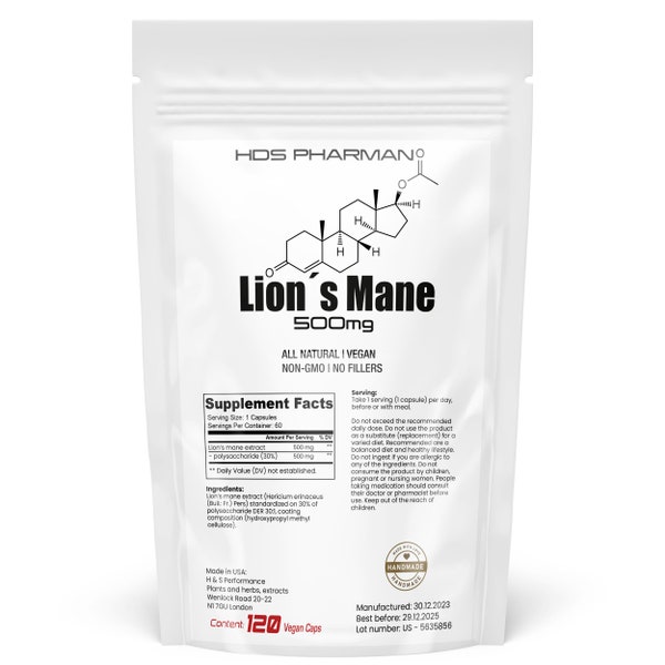 Lion’s Mane Mushroom - 120 Vegane Kapseln - Bio