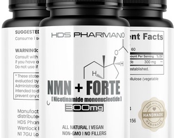 Vegan Organic Capsules: NMN - Nicotinamide Mononucleotide for DNA Repair (99%), 600 mg