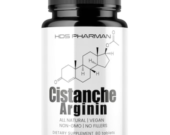 Cistanche Tubulosa + Arginine – Vegan Tablets | 80-Day Supply | All-Natural & Handmade