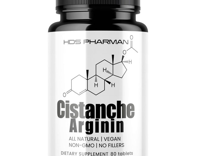 Cistanche Tubulosa + Arginine – Vegan Tablets | 80-Day Supply | All-Natural & Handmade