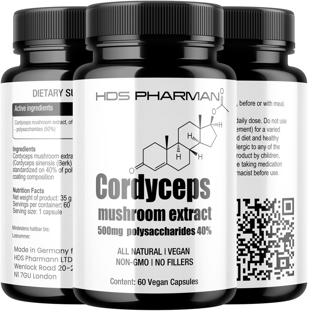 Cordyceps Sinensis 500mg Capsules Natural Mushroom Powder Mushroom