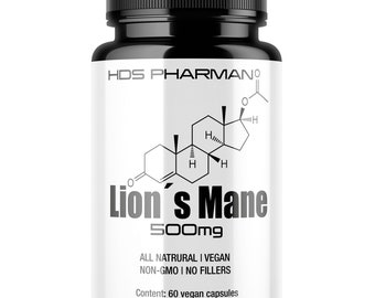 Lion’s Mane Mushroom 500mg Lion’s Mane Capsules Genuine High Potency 20:1 Natural Supplement 30% Polysaccharides Vegan
